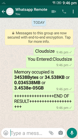 Cloudsize command, whatsapp cloud remote